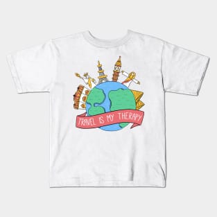 Travel is my therapy Kids T-Shirt